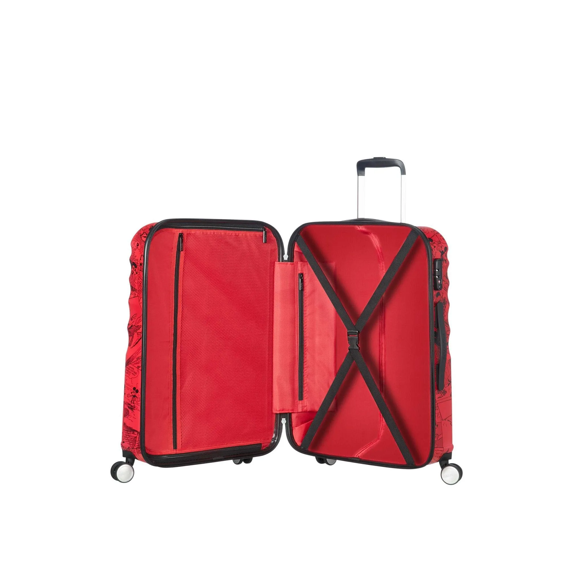 American Tourister Disney Wavebreaker Spinner Carry-On Luggage - Mickey Comics Red