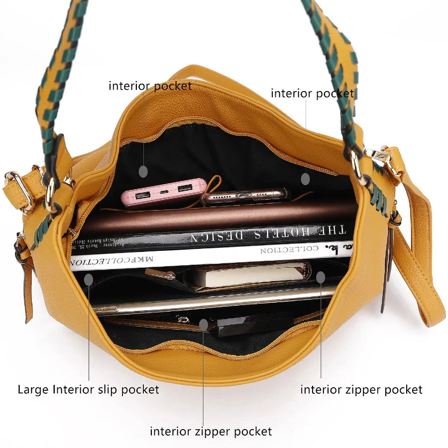 Blake two-tone whip stitches Vegan Leather Women’s Shoulder bag  with Wallet - 2 pieces