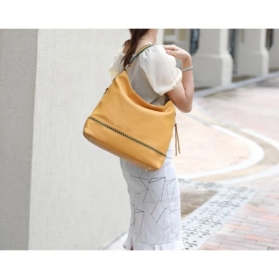 Blake two-tone whip stitches Vegan Leather Women’s Shoulder bag  with Wallet - 2 pieces