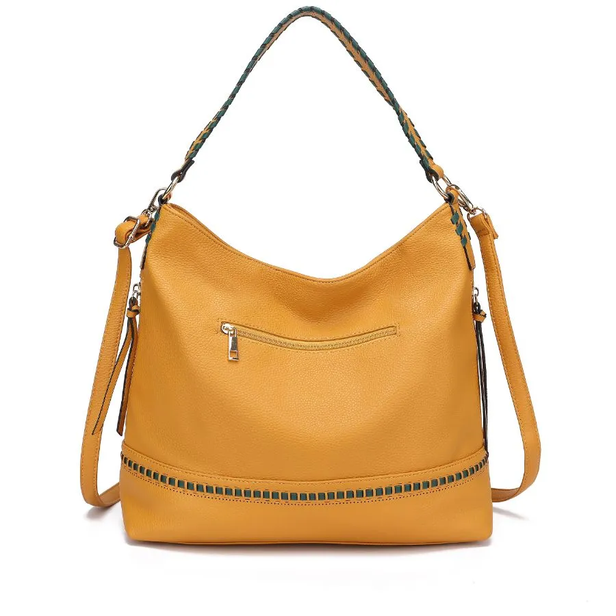 Blake two-tone whip stitches Vegan Leather Women’s Shoulder bag  with Wallet - 2 pieces