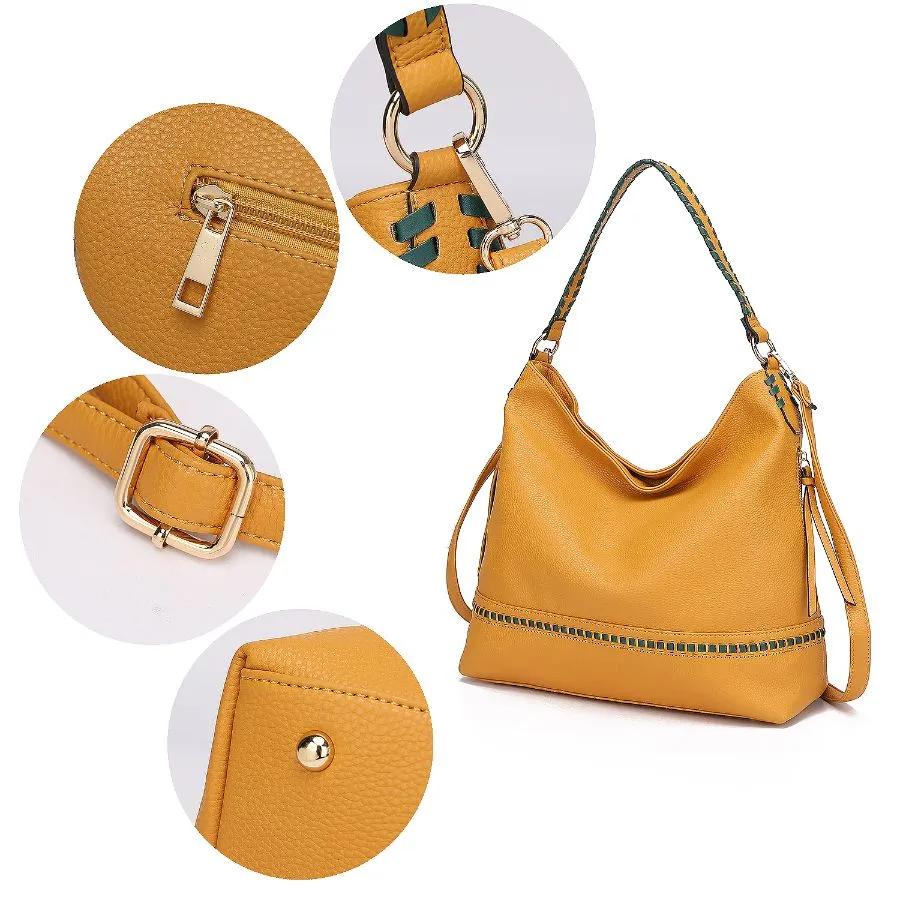 Blake two-tone whip stitches Vegan Leather Women’s Shoulder bag  with Wallet - 2 pieces
