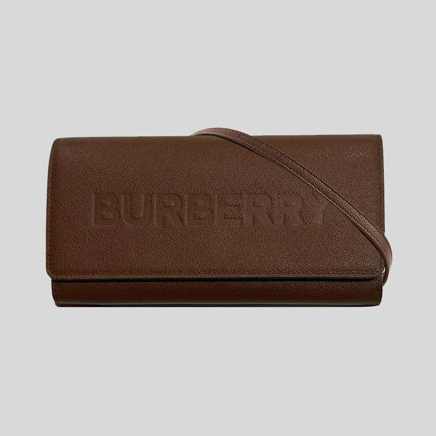BURBERRY Henley Leather Crossbody Bag WOC Tan 80528381