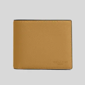 COACH Compact ID Wallet In Sport Calf Leather Flax 74991