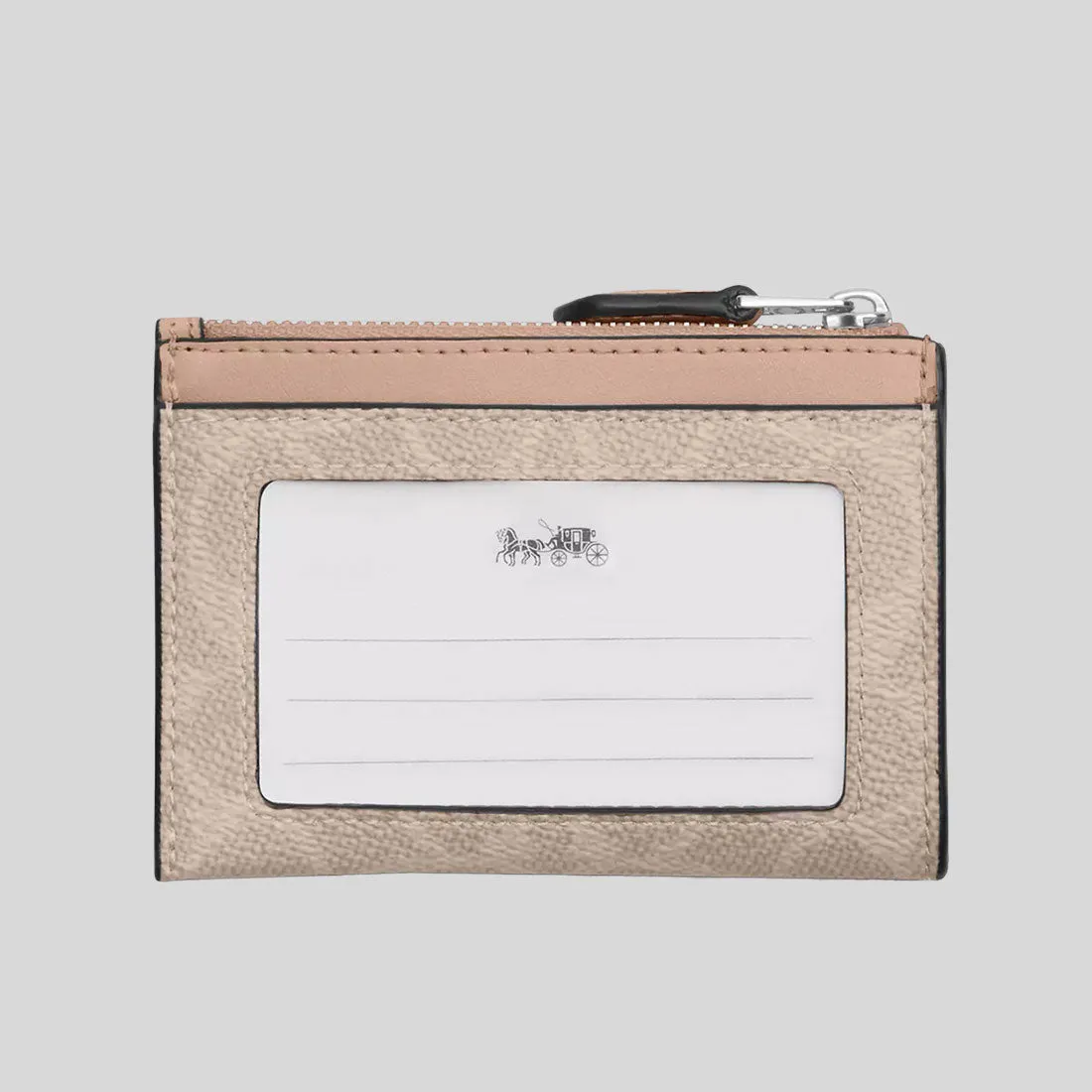 COACH Mini Skinny ID Case In Signature Canvas Sand/Taupe CW870