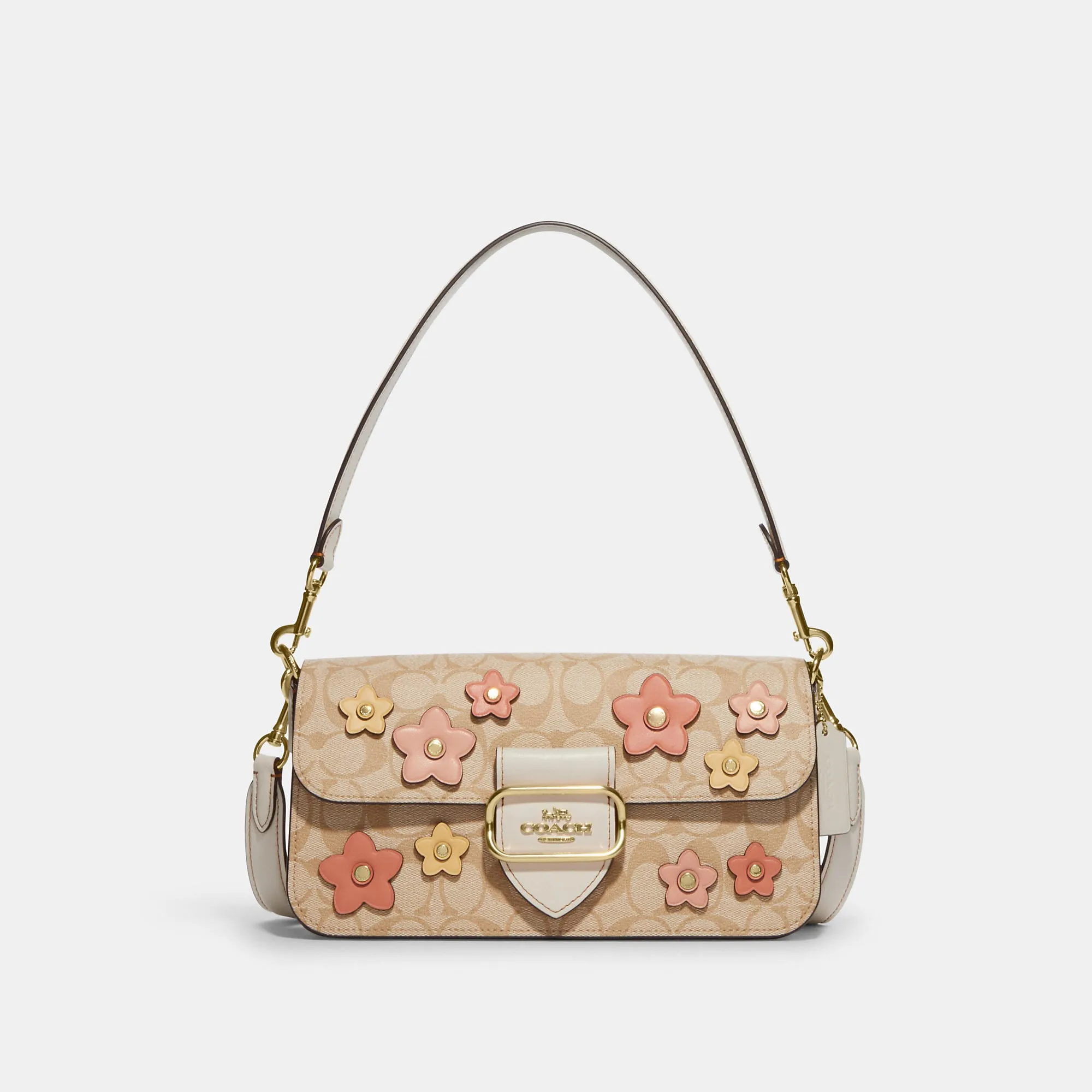 Coach Outlet Morgan Shoulder Bag In Signature Canvas With Floral Applique