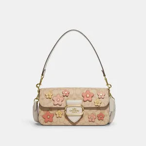 Coach Outlet Morgan Shoulder Bag In Signature Canvas With Floral Applique