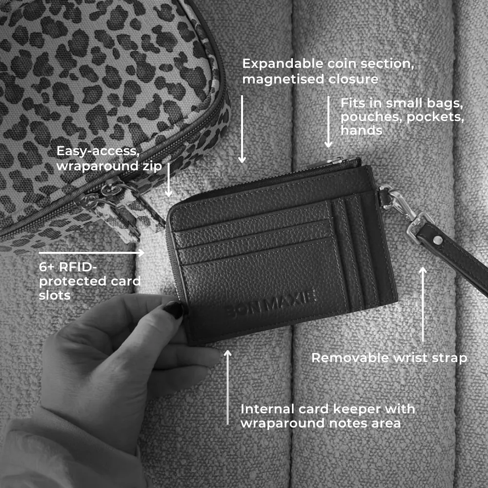 Everyday Leather Mini Wallet -- Black Houndstooth