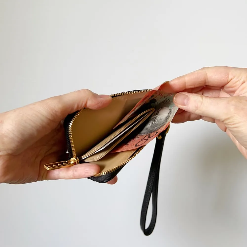 Everyday Leather Mini Wallet -- Black Houndstooth