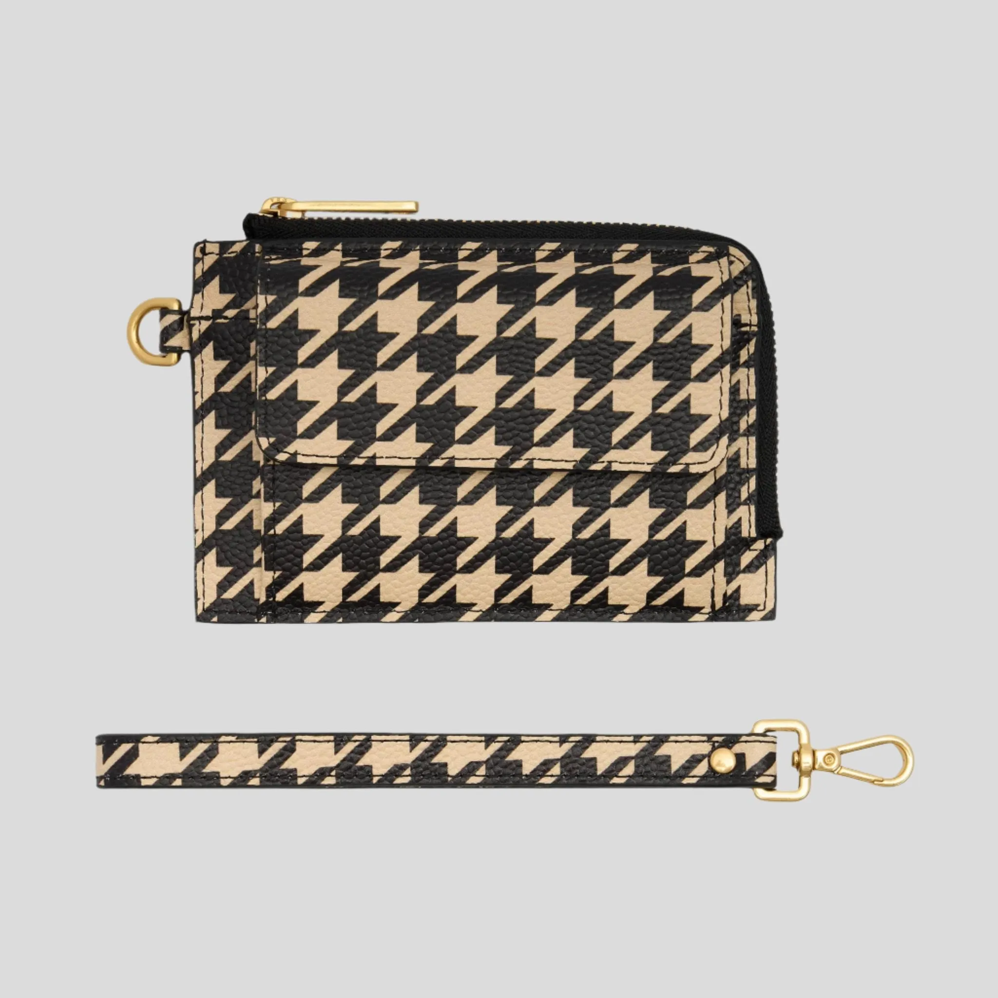 Everyday Leather Mini Wallet -- Black Houndstooth