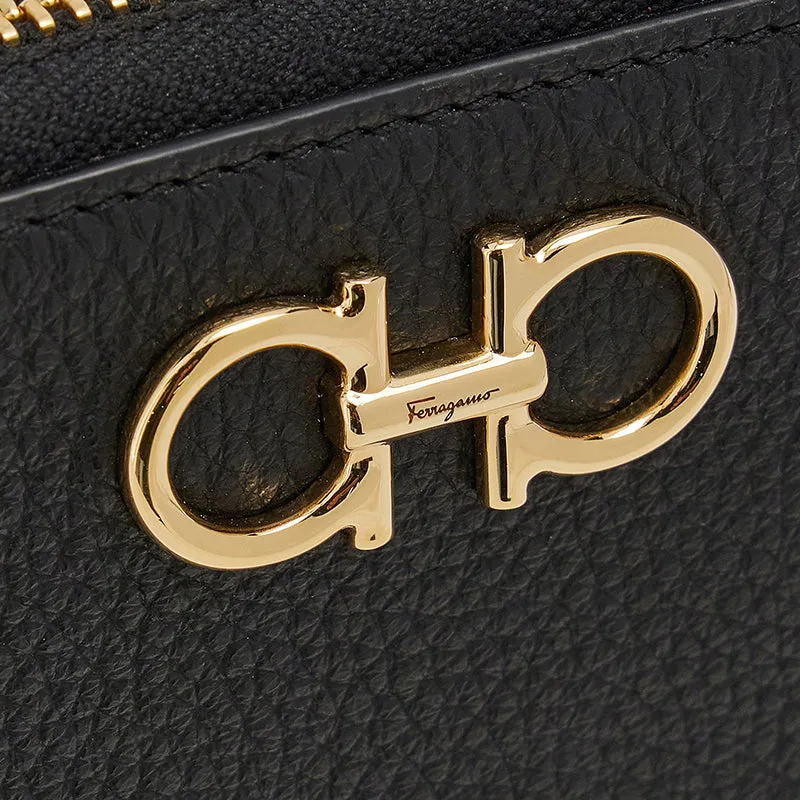 FERRAGAMO Gancini Card Case Small Wallet Black 758664