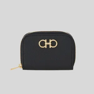 FERRAGAMO Gancini Card Case Small Wallet Black 758664