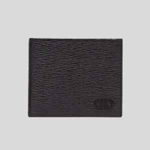 FERRAGAMO Gancini Men's Leather Bifold Wallet Black/Black 733308