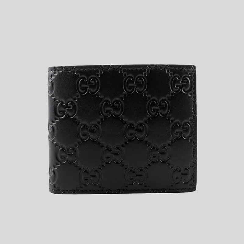 GUCCI Men's Signature GG Leather Bifold Wallet Black 779836