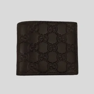GUCCI Men's Signature GG Leather Bifold Wallet Dark Brown 779836