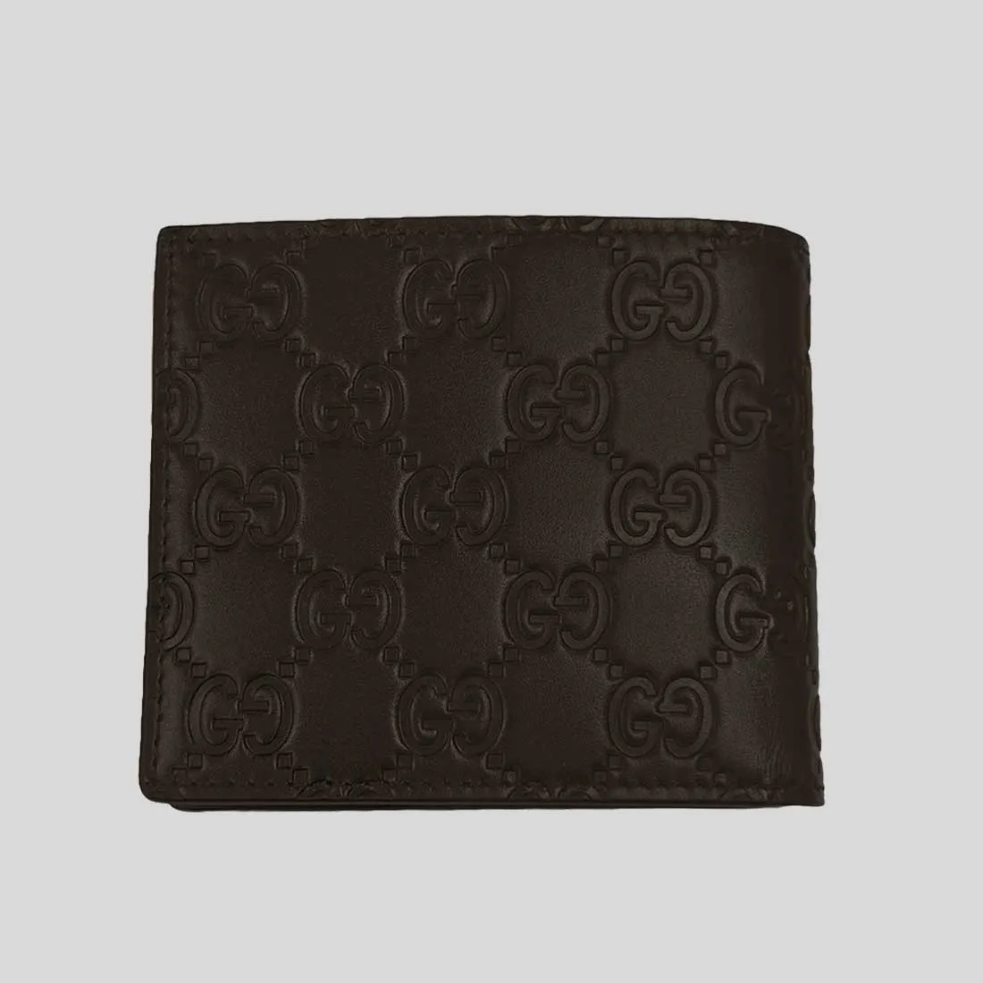GUCCI Men's Signature GG Leather Bifold Wallet Dark Brown 779836