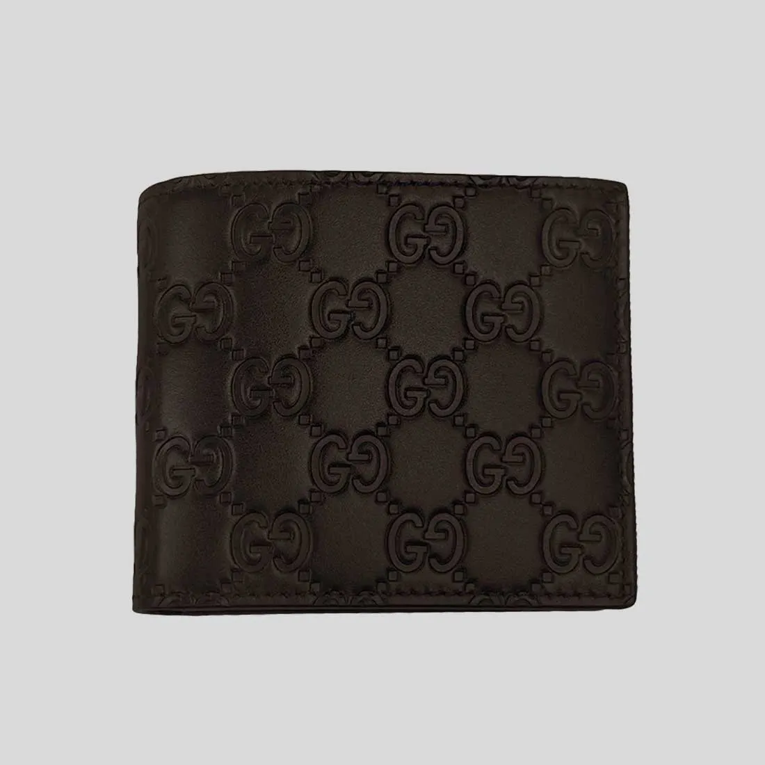 GUCCI Men's Signature GG Leather Bifold Wallet Dark Brown 779836