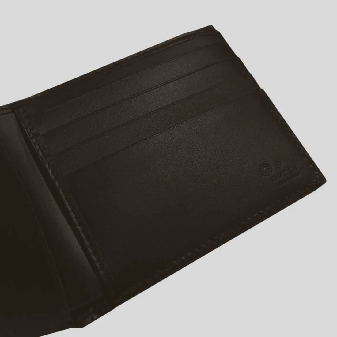 GUCCI Men's Signature GG Leather Bifold Wallet Dark Brown 779836
