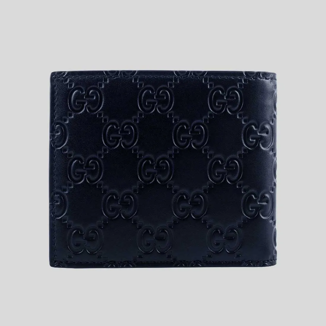 GUCCI Men's Signature GG Leather Bifold Wallet Navy 779836