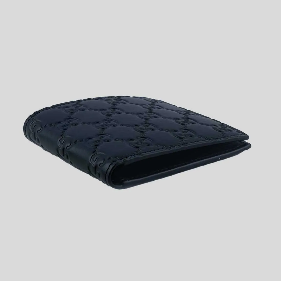 GUCCI Men's Signature GG Leather Bifold Wallet Navy 779836