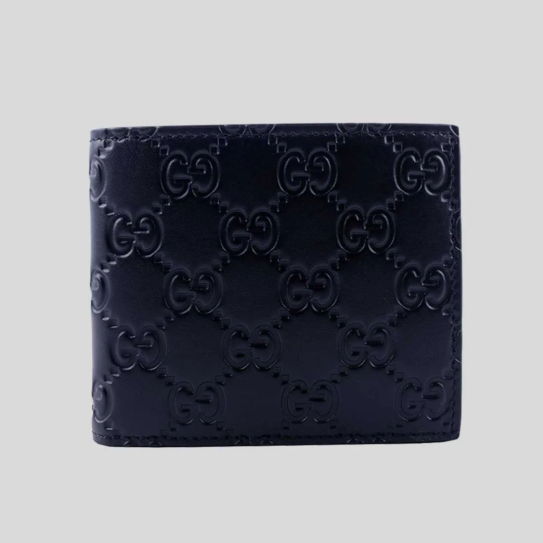 GUCCI Men's Signature GG Leather Bifold Wallet Navy 779836