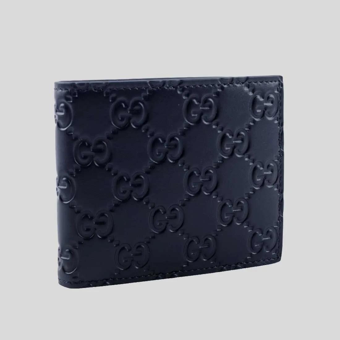 GUCCI Men's Signature GG Leather Bifold Wallet Navy 779836