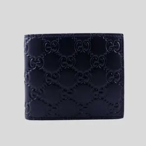 GUCCI Men's Signature GG Leather Bifold Wallet Navy 779836