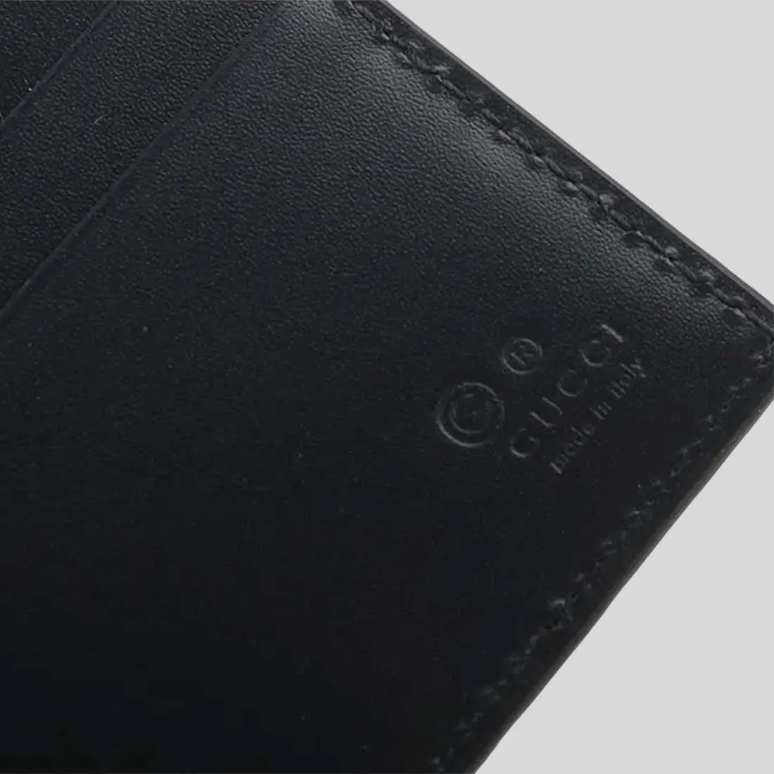 GUCCI Men's Signature GG Leather Bifold Wallet Navy 779836