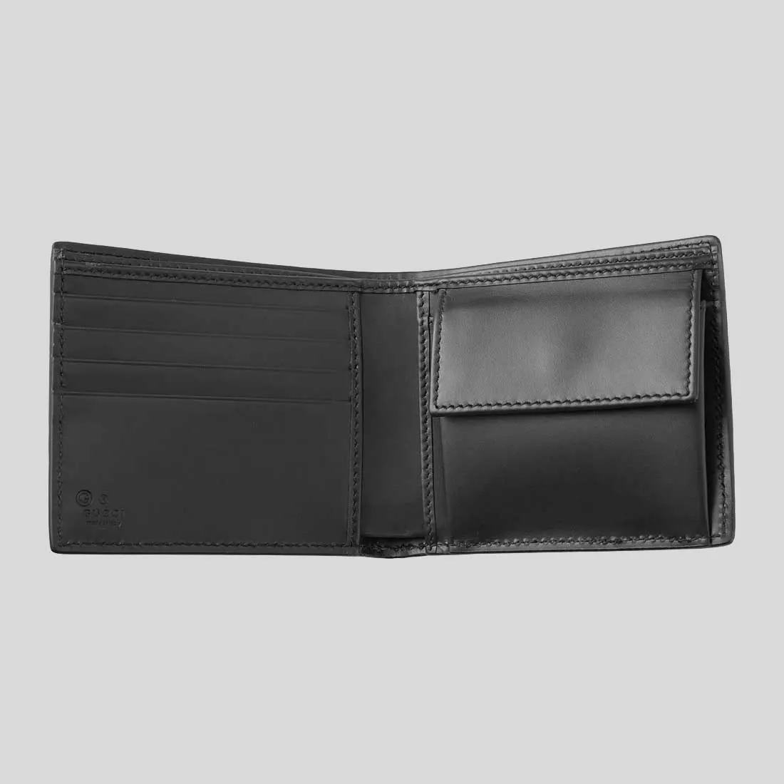 GUCCI Men's Signature GG Leather Bifold Wallet With Coin Pocket Black 779841