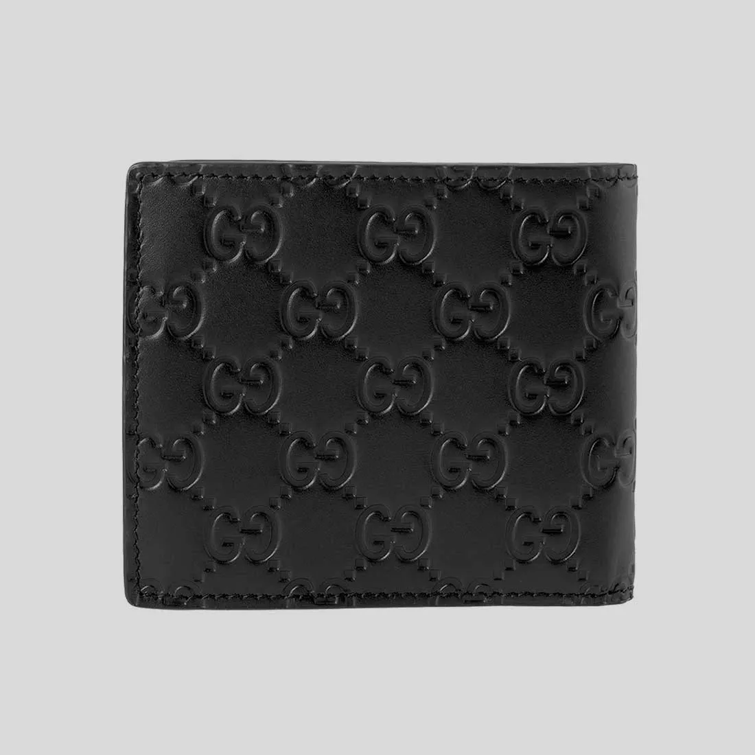 GUCCI Men's Signature GG Leather Bifold Wallet With Coin Pocket Black 779841