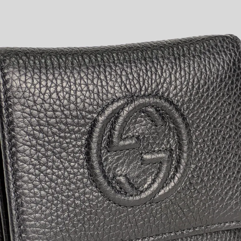 Gucci Soho Small Leather Trifold Wallet Black 598207