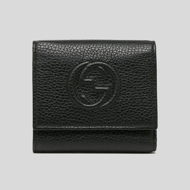 Gucci Soho Small Leather Trifold Wallet Black 598207