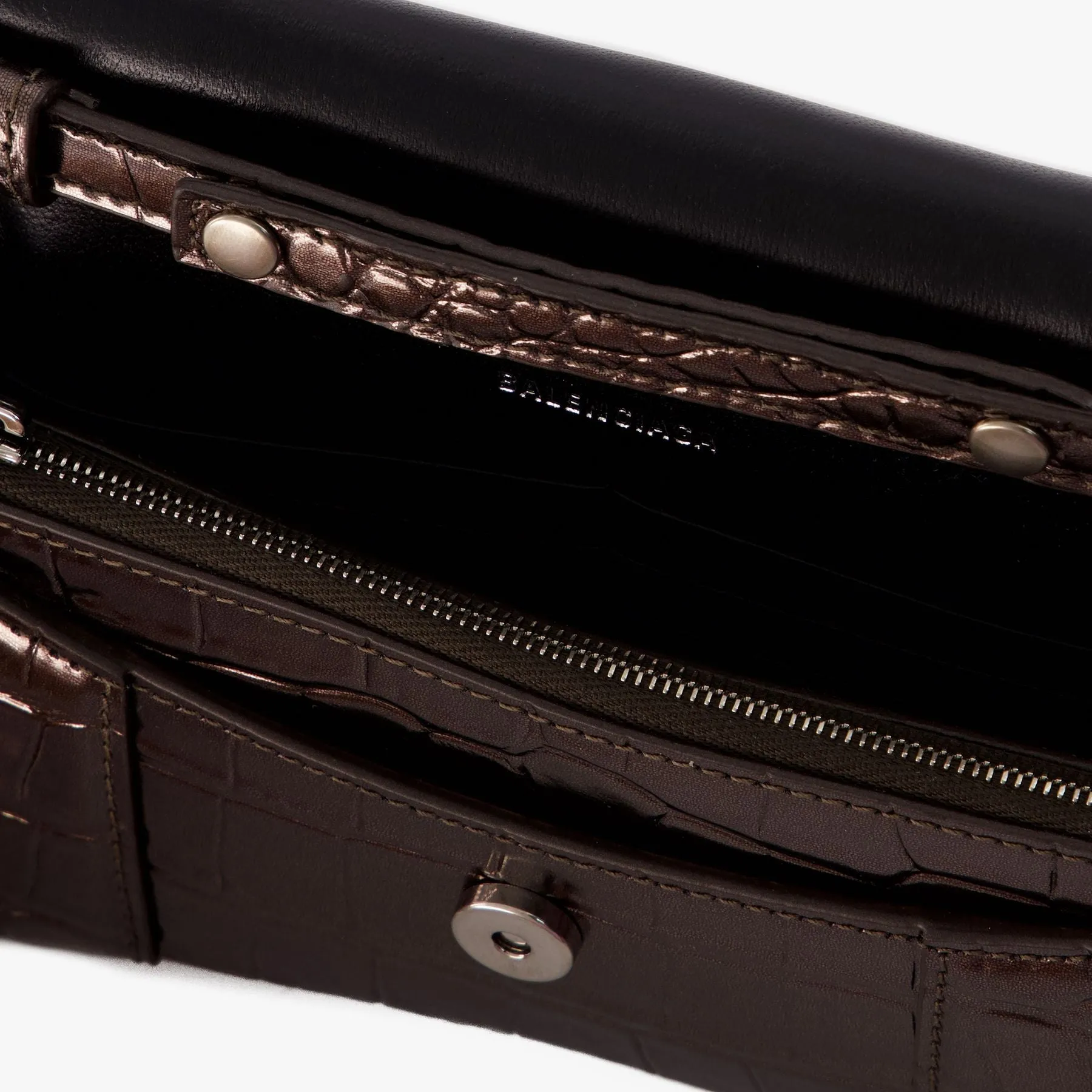 Hourglass Wallet on chain - Balenciaga - Leather - Dark Bronze