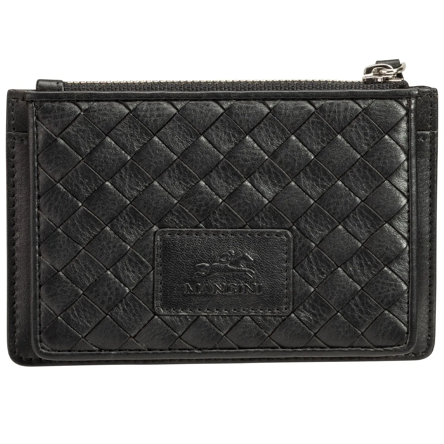 Mancini BASKET WEAVE RFID Secure Card Case and Coin Pocket