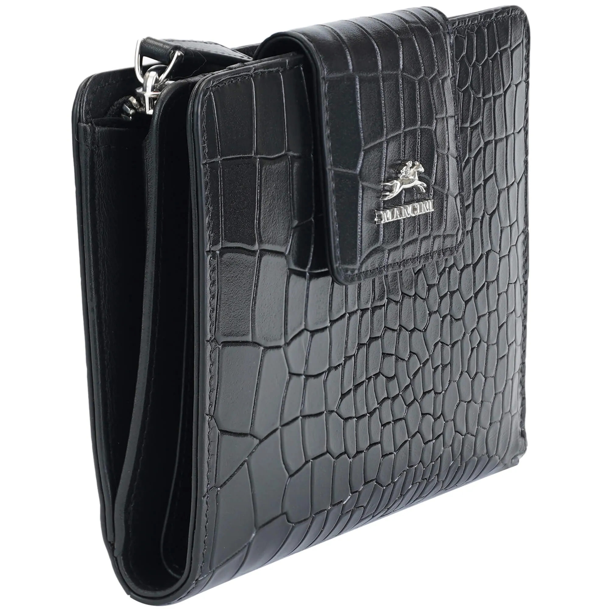 Mancini Croco2 Women’s Medium Clutch Wallet with Enhanced RFID Protection