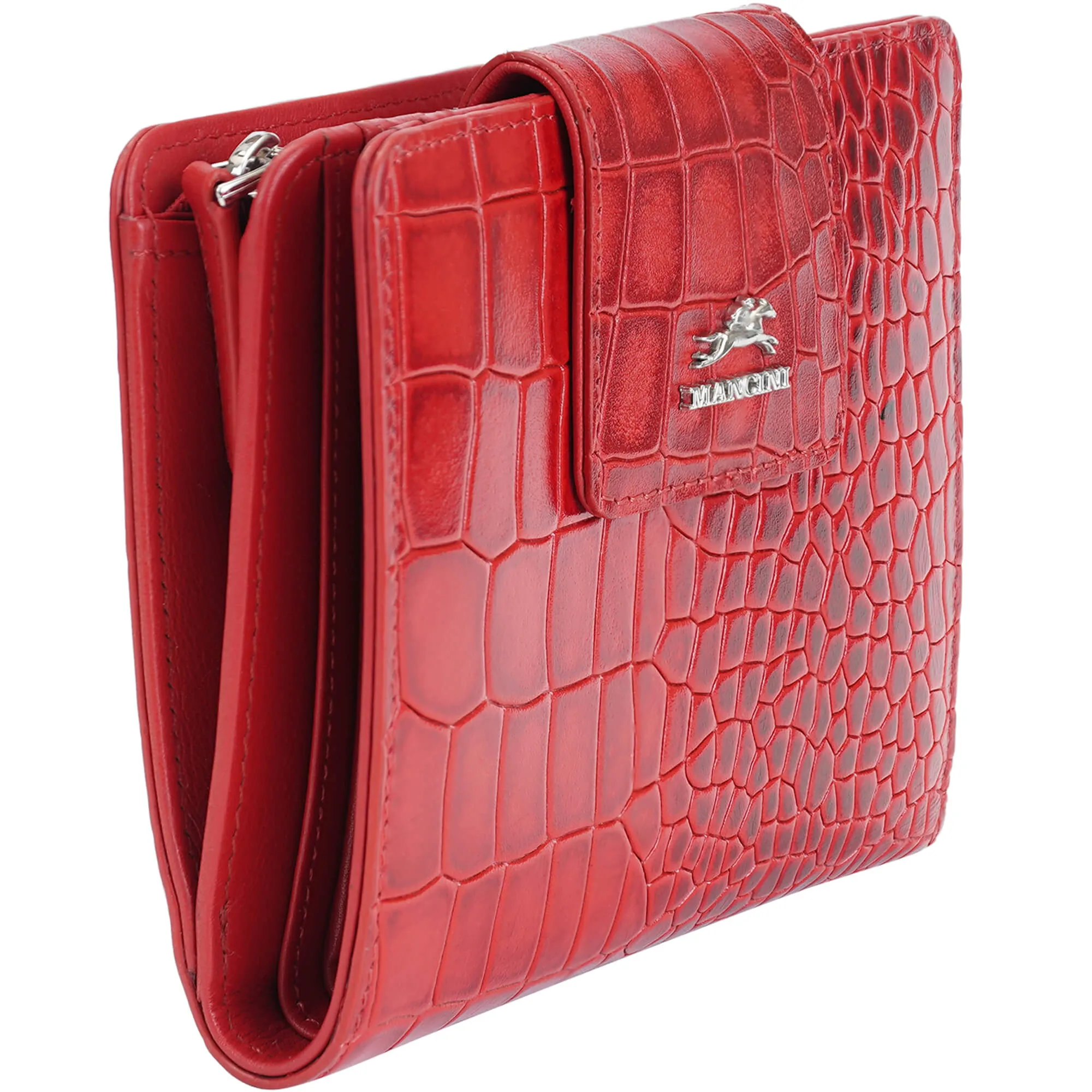 Mancini Croco2 Women’s Medium Clutch Wallet with Enhanced RFID Protection