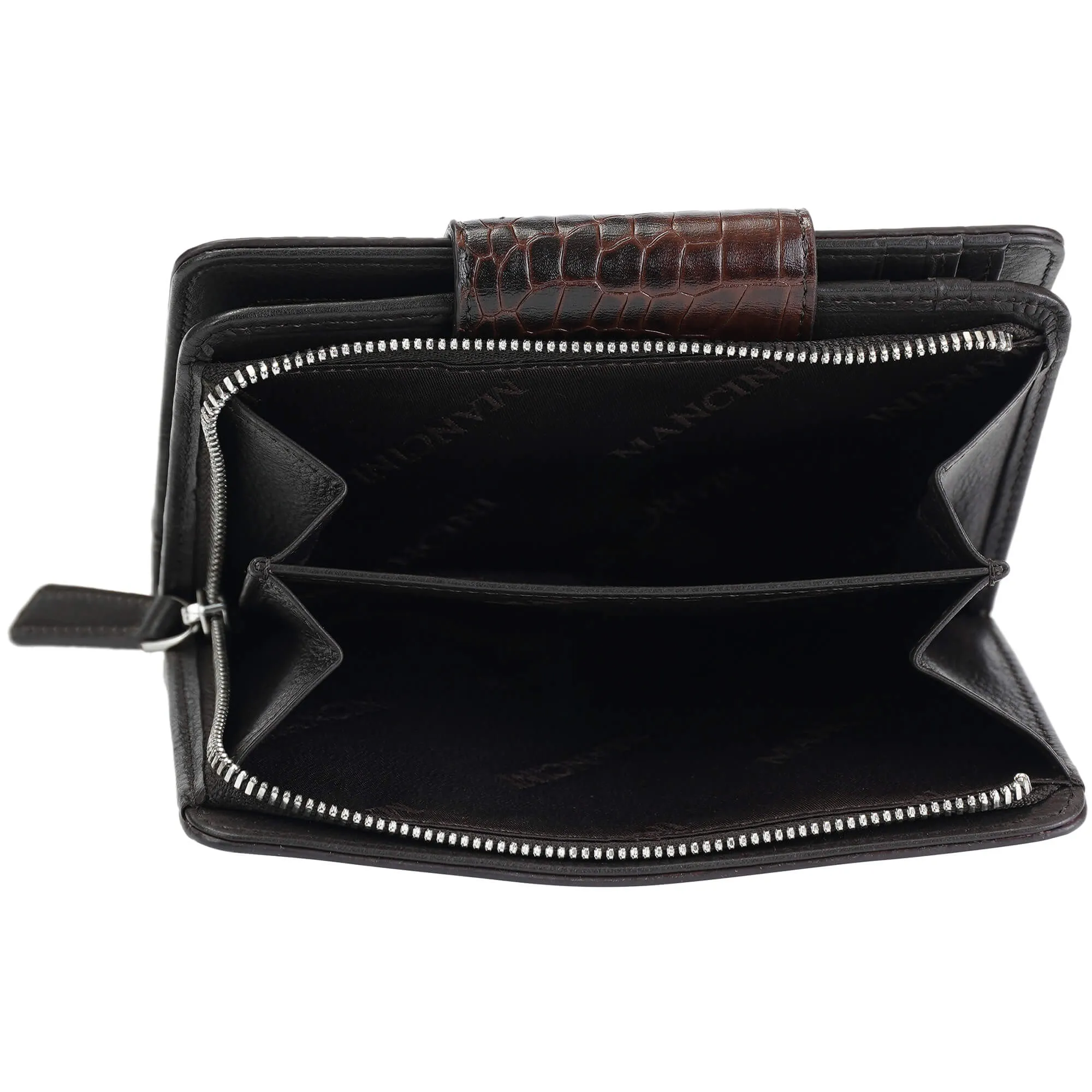 Mancini Croco2 Women’s Medium Clutch Wallet with Enhanced RFID Protection