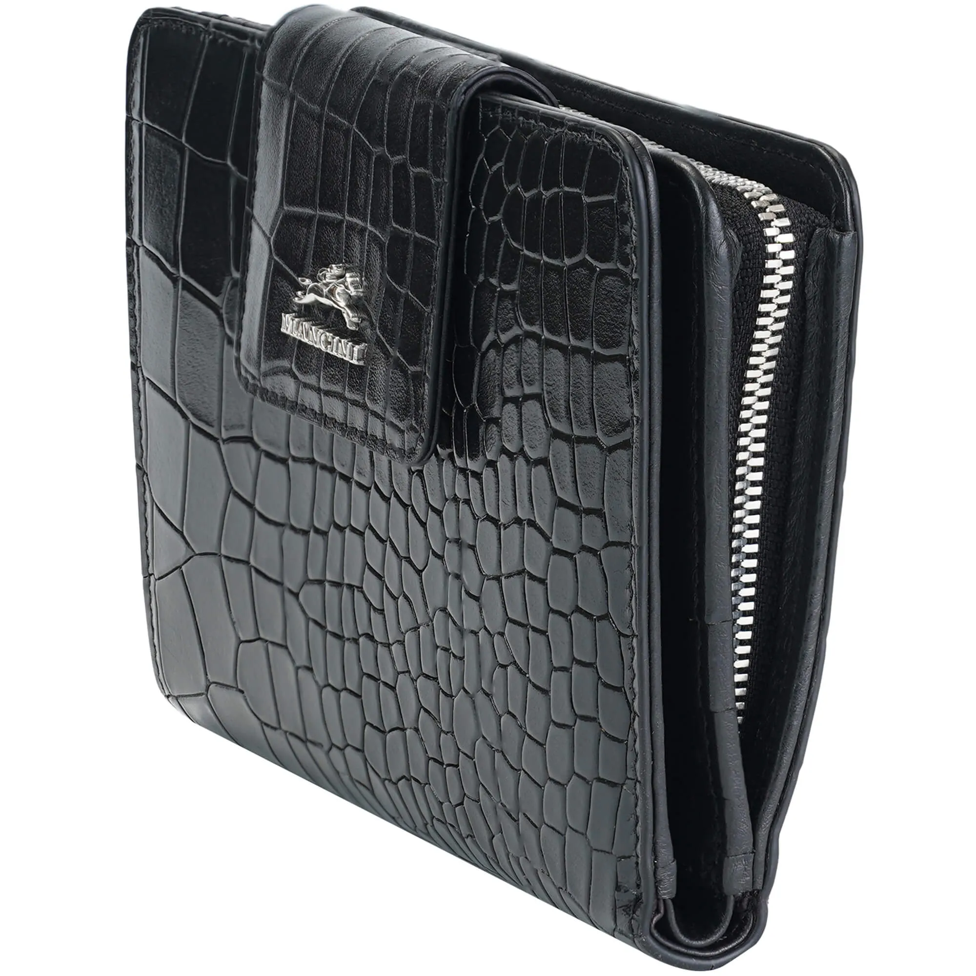 Mancini Croco2 Women’s Medium Clutch Wallet with Enhanced RFID Protection