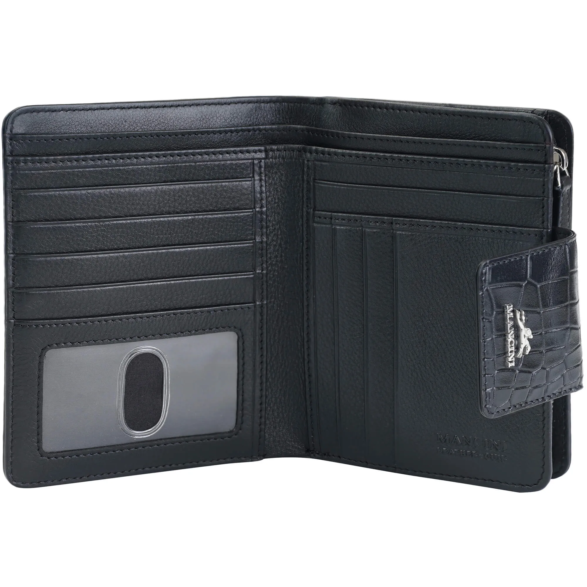Mancini Croco2 Women’s Medium Clutch Wallet with Enhanced RFID Protection