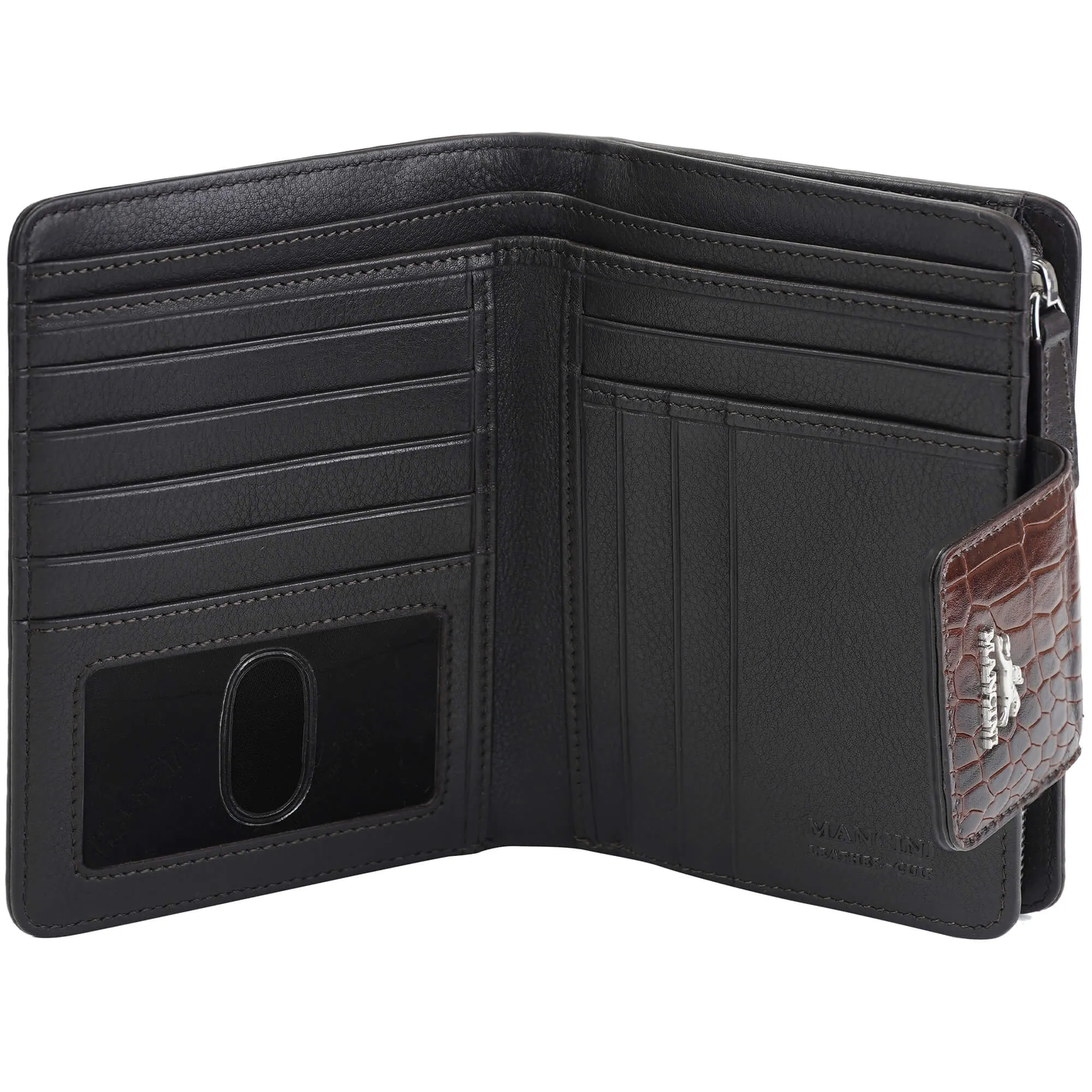 Mancini Croco2 Women’s Medium Clutch Wallet with Enhanced RFID Protection