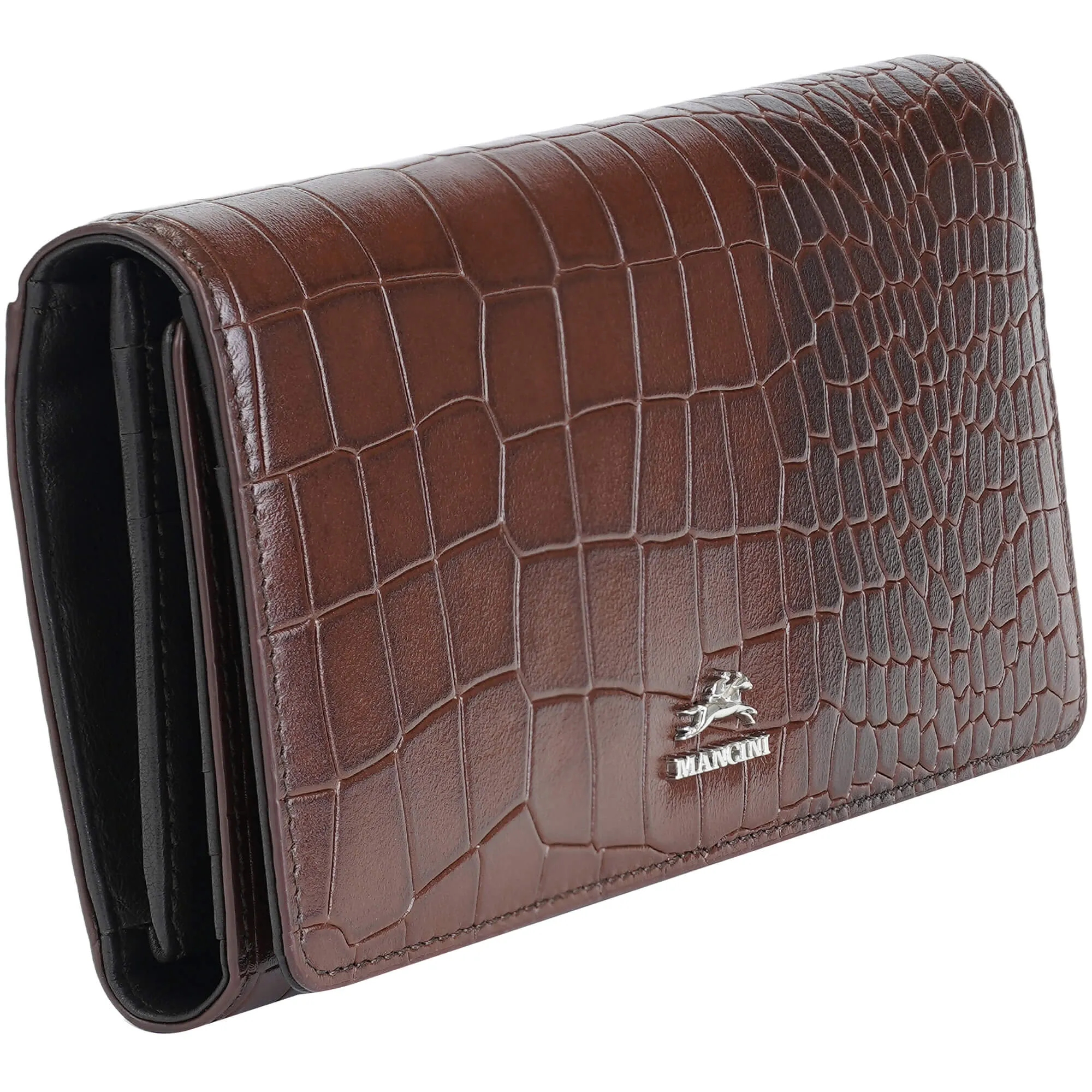 Mancini Croco2 Women’s Trifold Wallet with Enhanced RFID Security