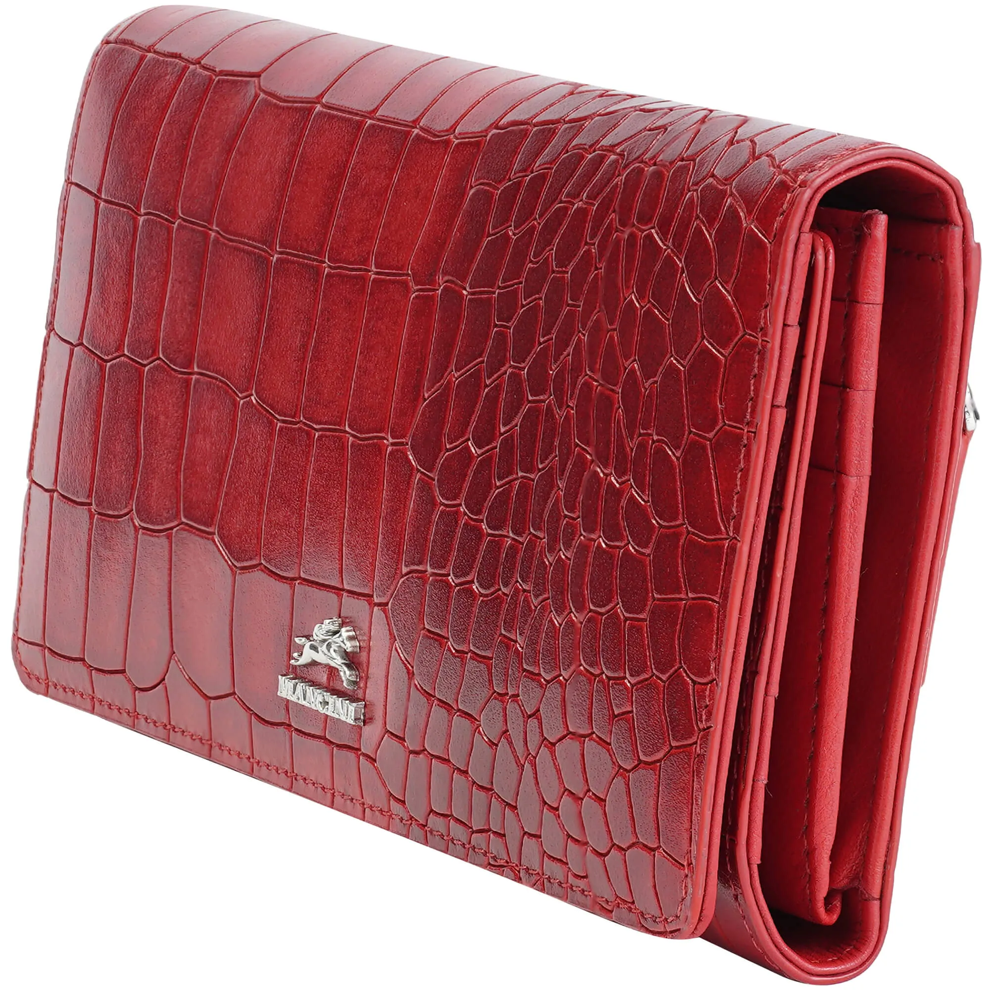 Mancini Croco2 Women’s Trifold Wallet with Enhanced RFID Security
