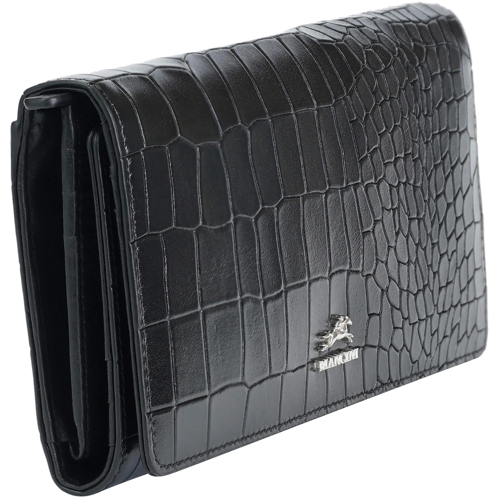Mancini Croco2 Women’s Trifold Wallet with Enhanced RFID Security