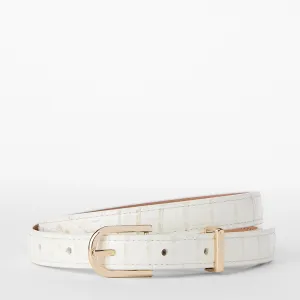 Skinny Leather Gold Buckle Belt Brahmin