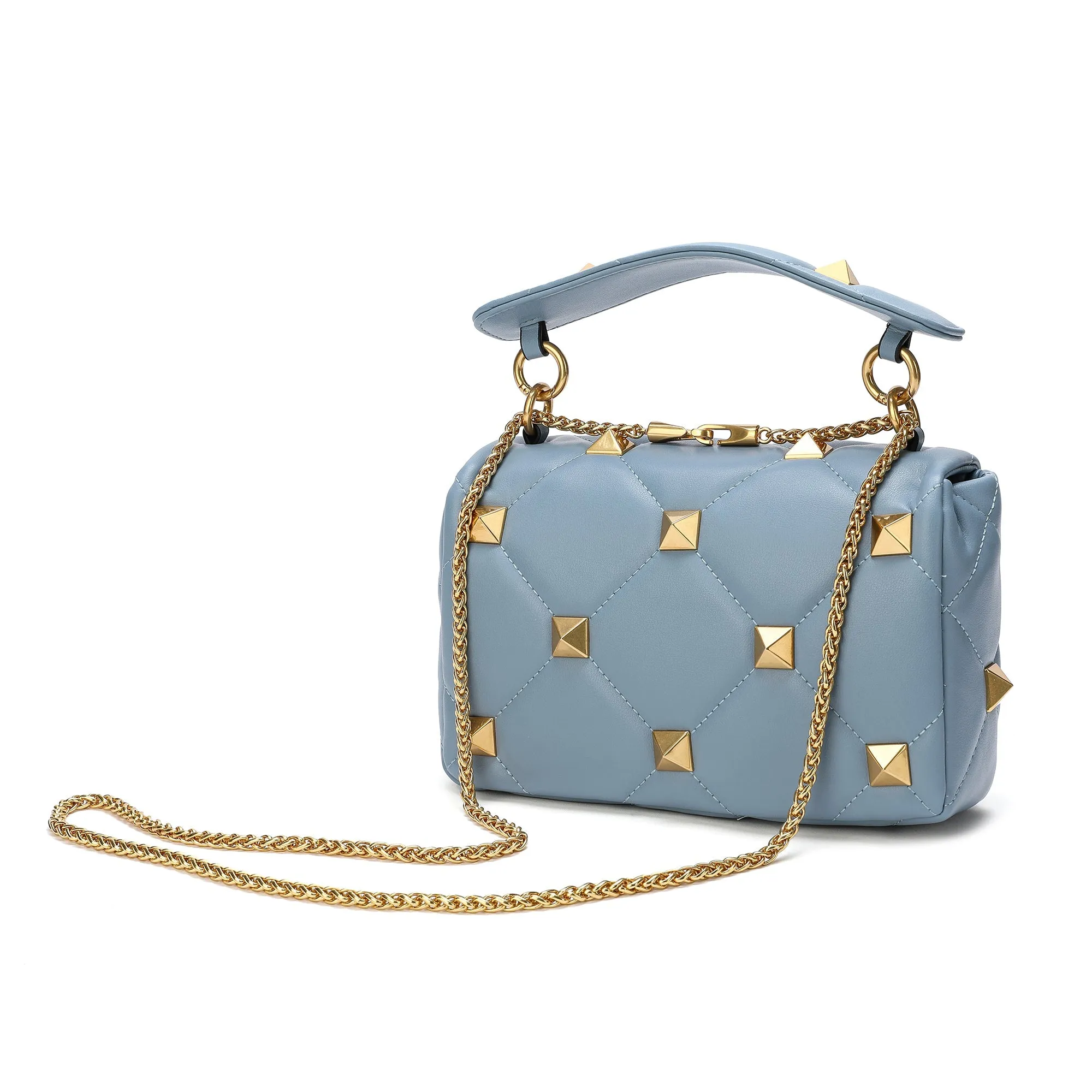 Tiffany & Fred Quilted and Studded Sheepskin Leather Shoulder Bag