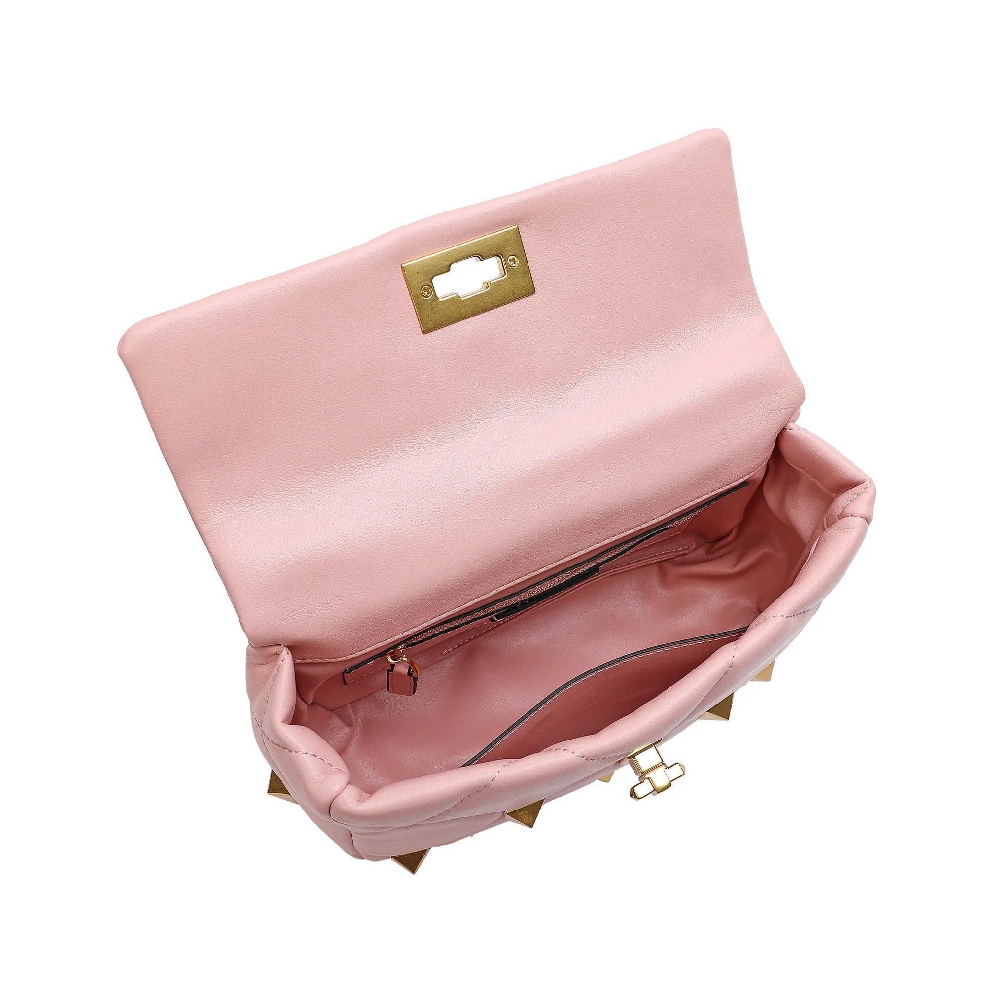 Tiffany & Fred Quilted and Studded Sheepskin Leather Shoulder Bag