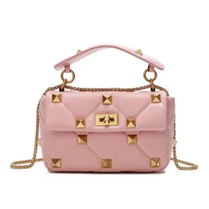 Tiffany & Fred Quilted and Studded Sheepskin Leather Shoulder Bag