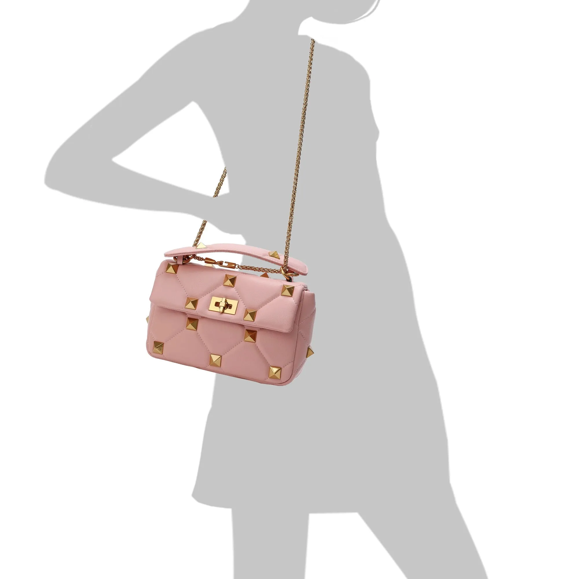 Tiffany & Fred Quilted and Studded Sheepskin Leather Shoulder Bag