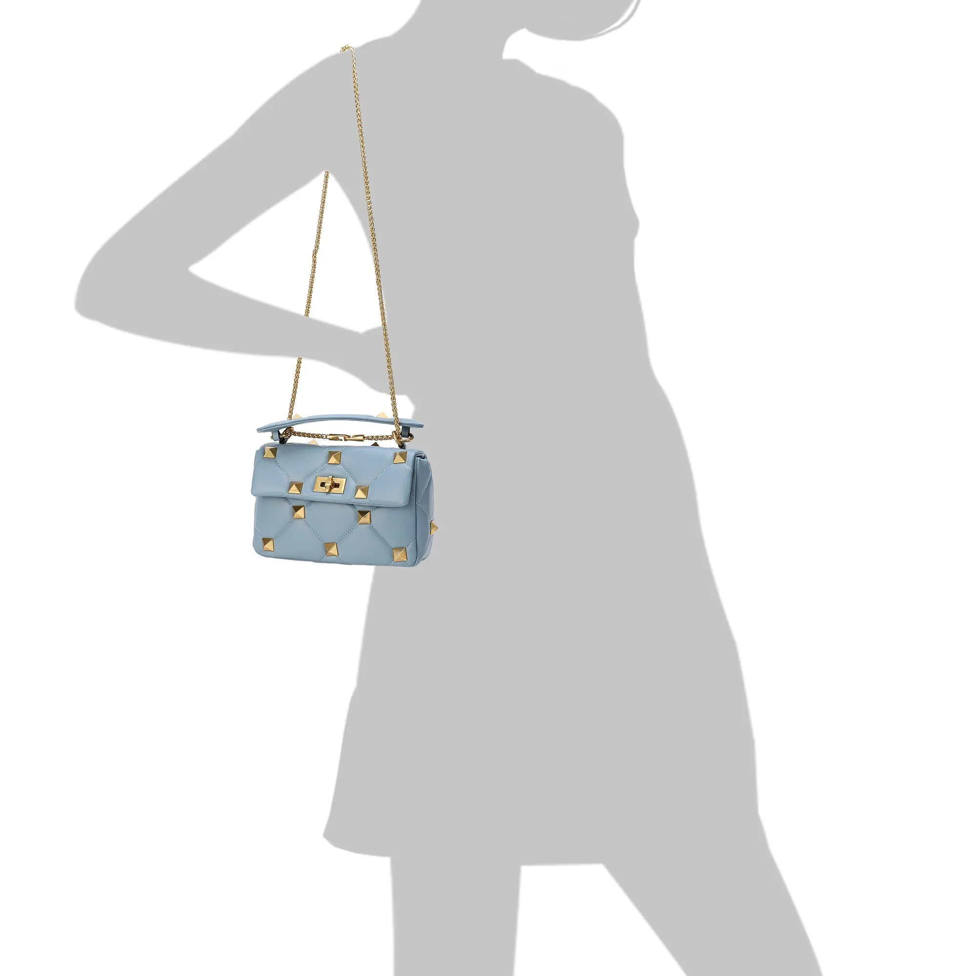 Tiffany & Fred Quilted and Studded Sheepskin Leather Shoulder Bag