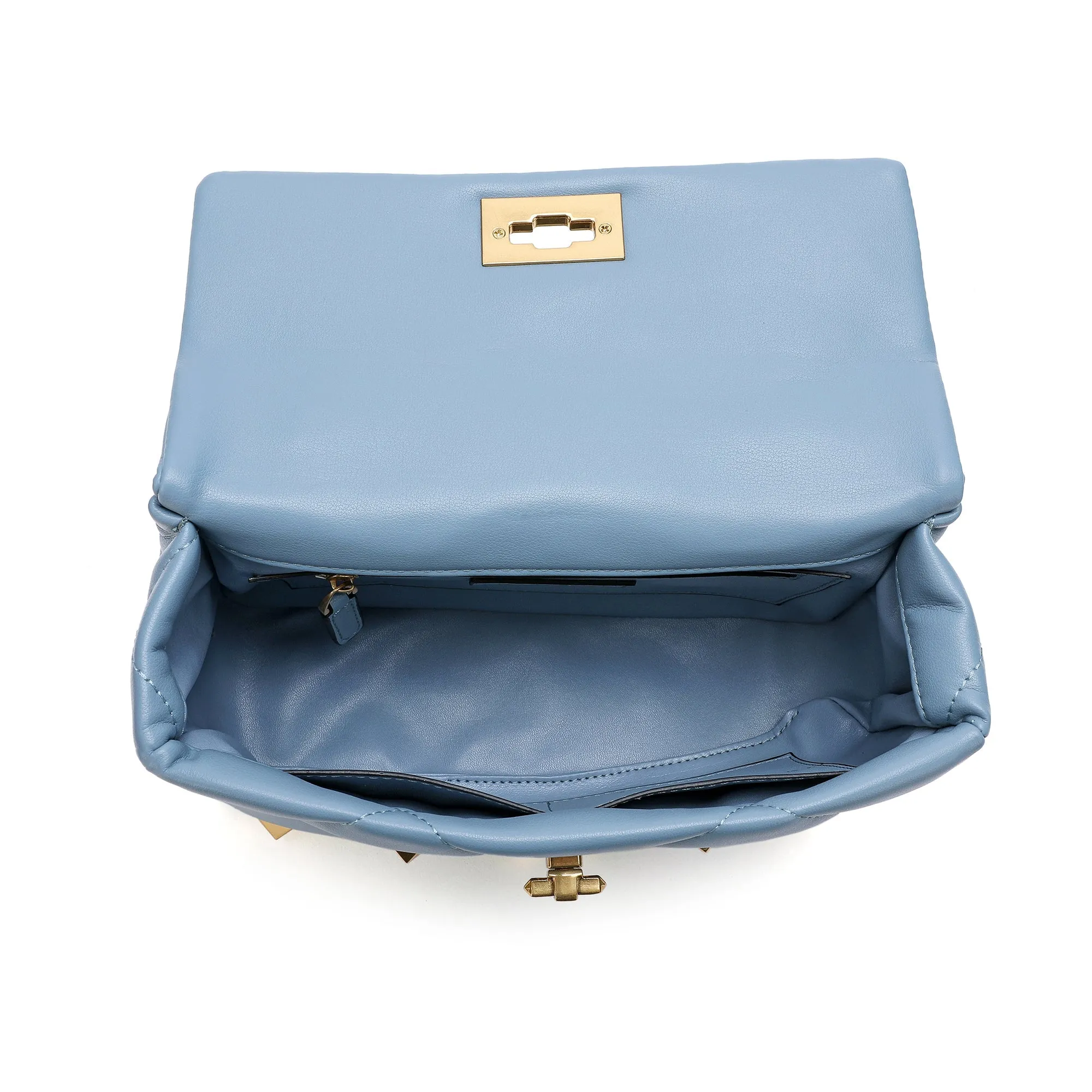 Tiffany & Fred Quilted and Studded Sheepskin Leather Shoulder Bag