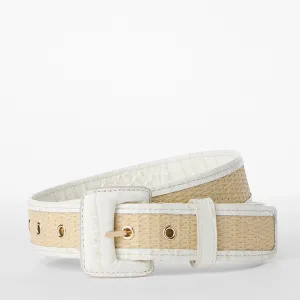 Wide Covered Leather Buckle Belt Brahmin